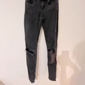Brandy Melville jeans 26 Sm distressed gray straight bootcut frayed ripped jean